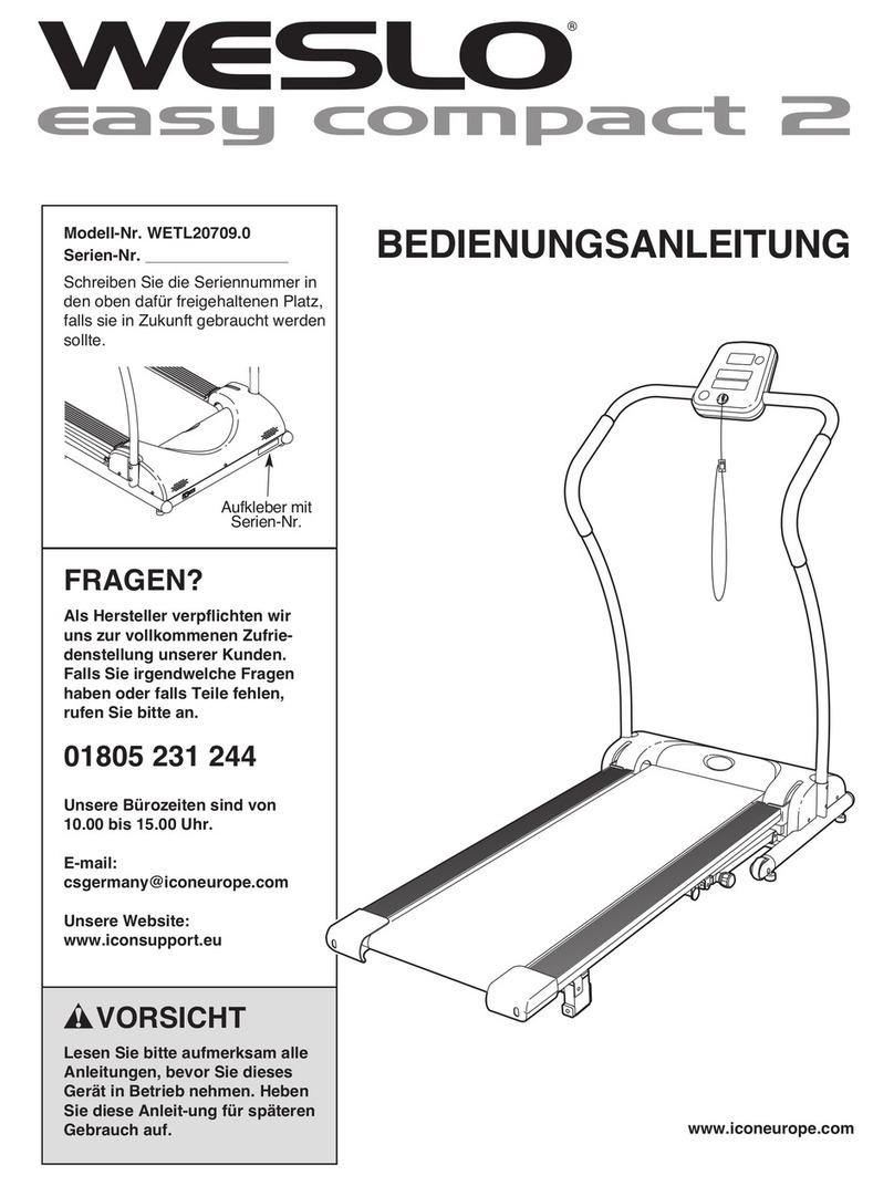 Weslo Easy compact 2 treadmill Quick start guide