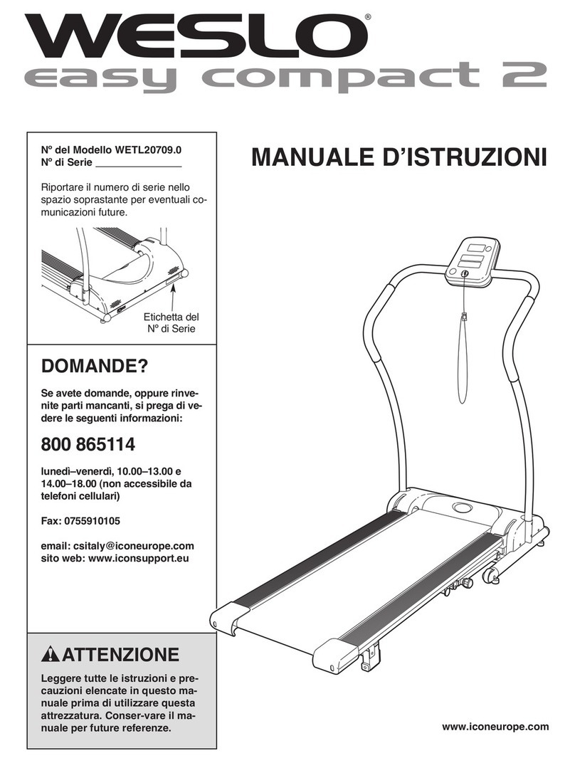 Weslo Easy compact 2 treadmill Operating and maintenance manual