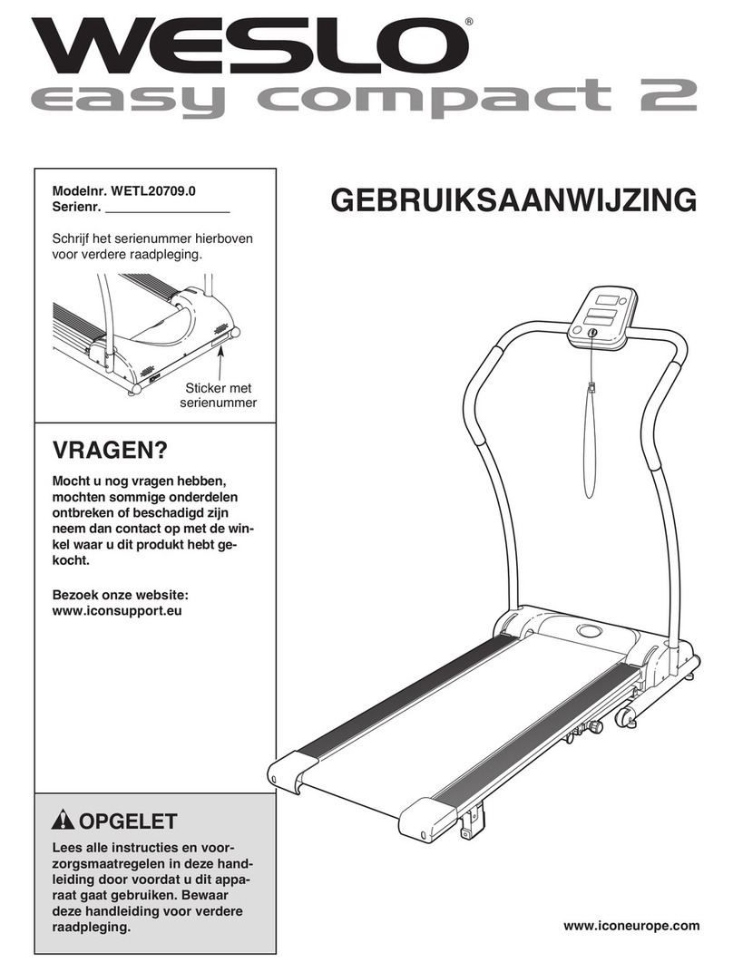 Weslo Easy compact 2 treadmill Gebruiksaanwijzing