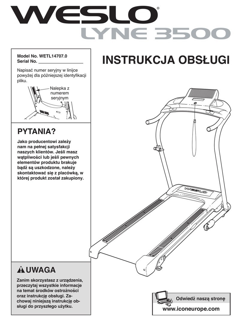 Weslo Lyne 3500 Treadmill Reference guide