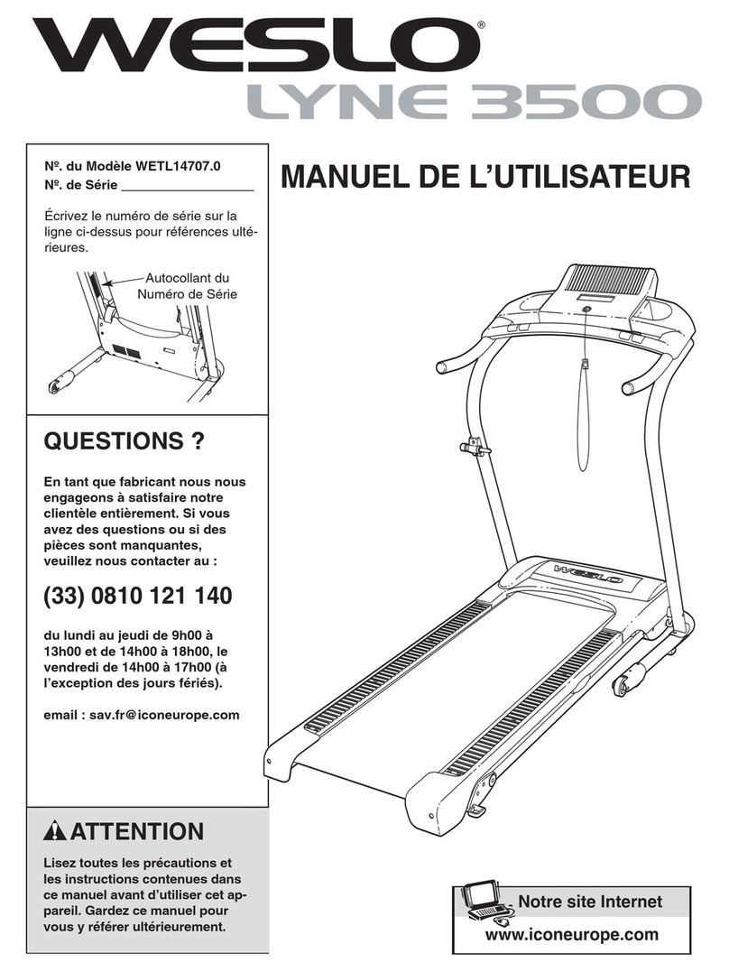 Weslo Lyne 3500 Treadmill Manuel de l'utilisateur