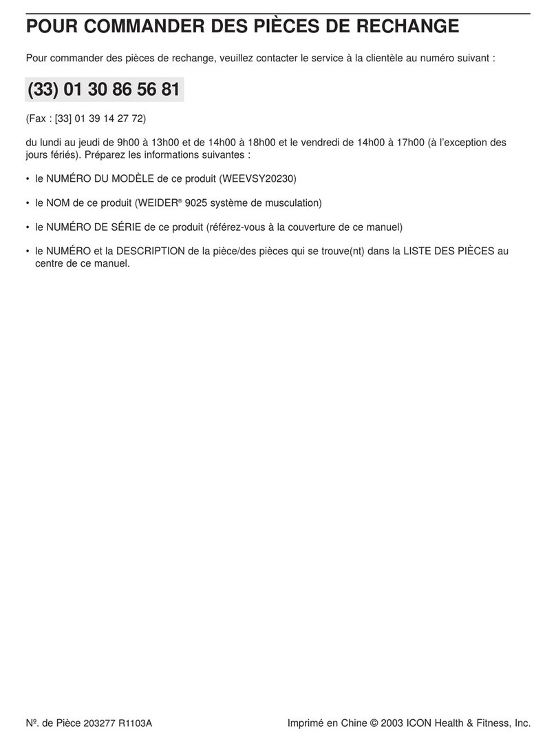Weider 9025 User manual