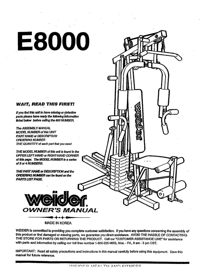 Weider E8000 Gym User manual