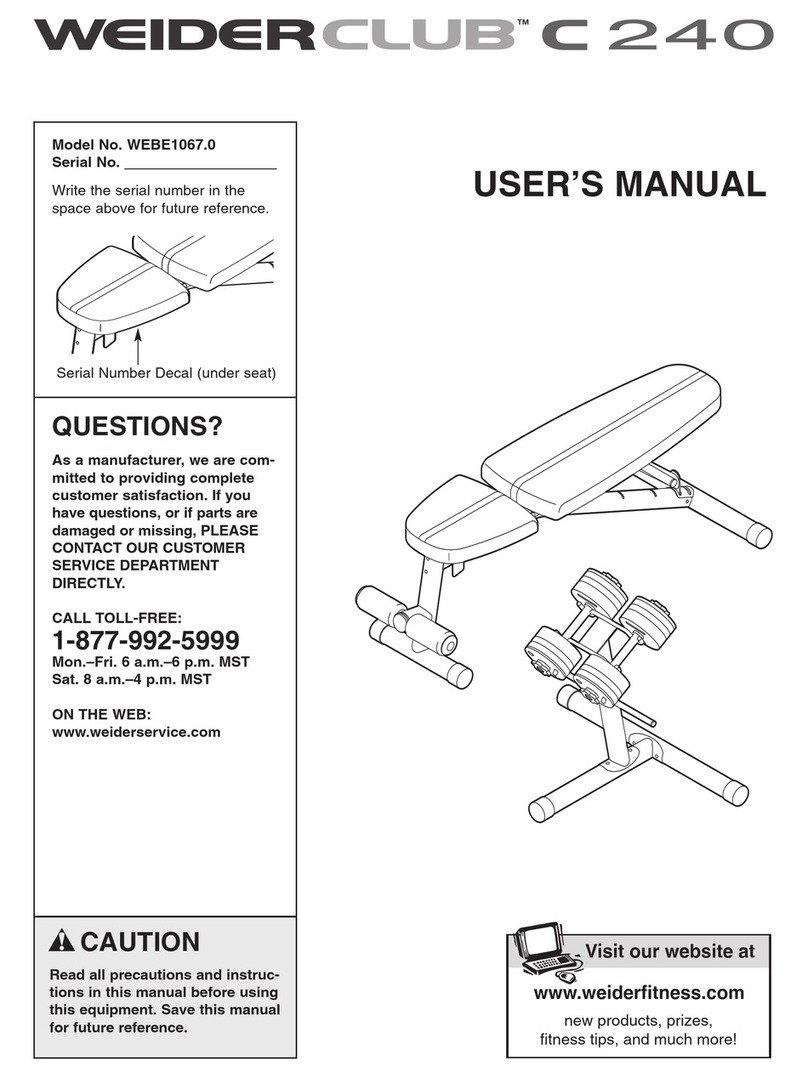 Weider Club C 240 Bench User manual