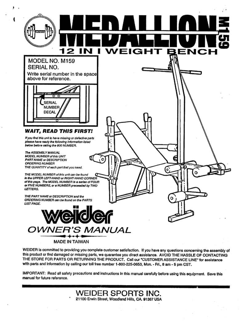 Weider Medallion 12 In 1 Bench User manual