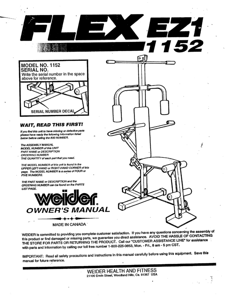 Weider Home Gym Flex Ez1 User manual