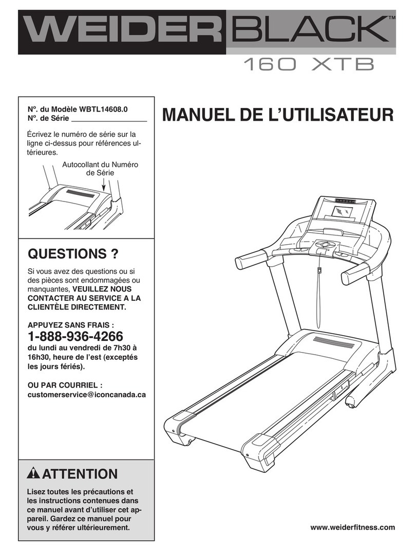 Weider Black 160 Xtb Treadmill Manuel de l'utilisateur