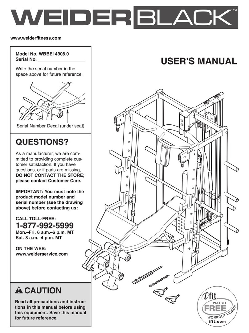 Weider Black 150 Xwb Bench User manual