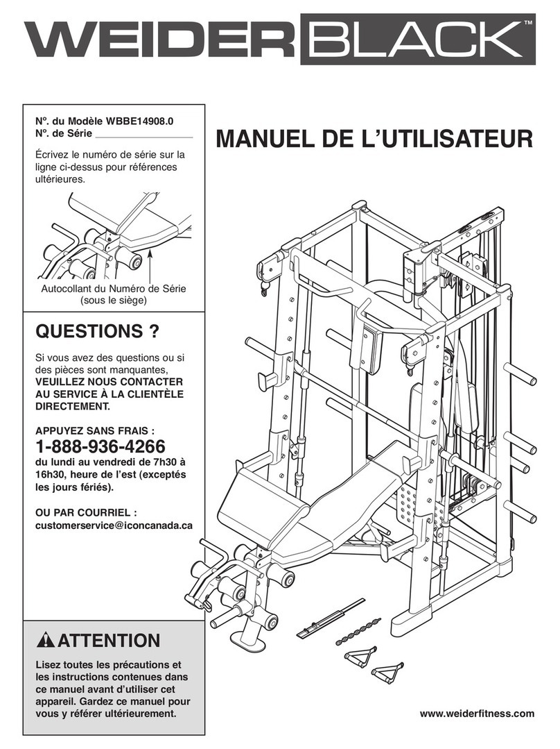 Weider Black 150 Xwb Bench User manual