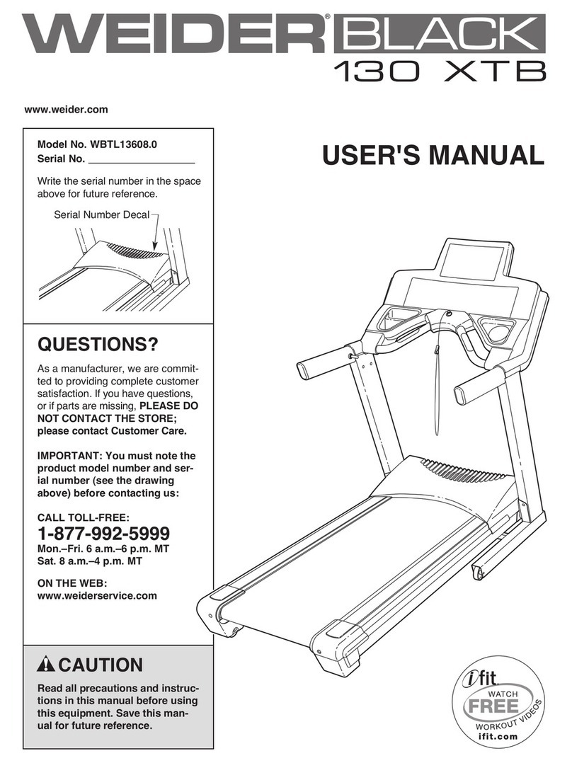 Weider Black 130 Xtb Treadmill User manual Weider Black 130 Xtb Treadmill User manual