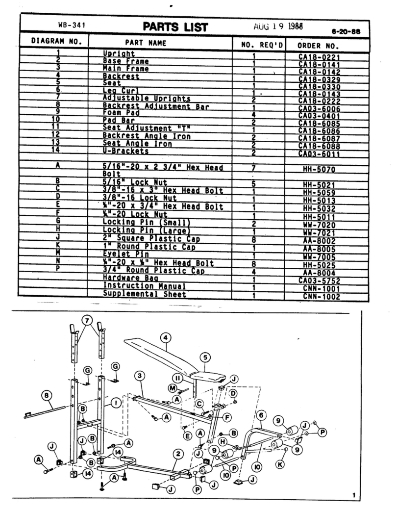 Weider WB-341 User manual