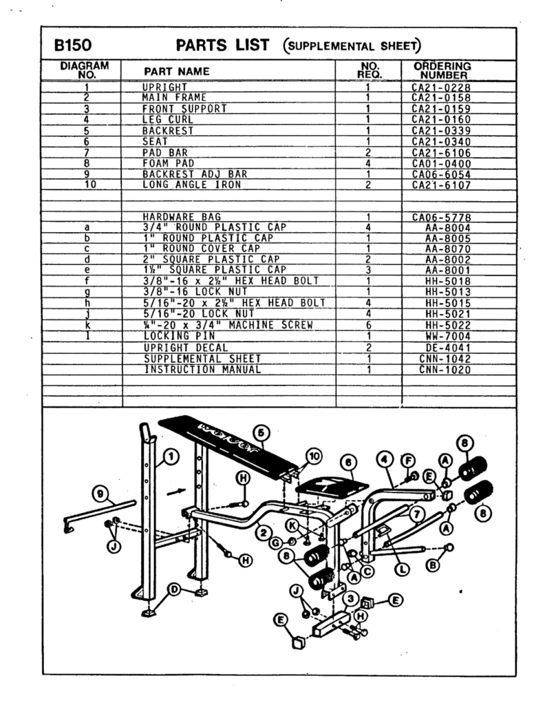 Weider B150 Gym manual