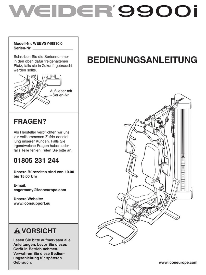 Weider 9900i Quick start guide