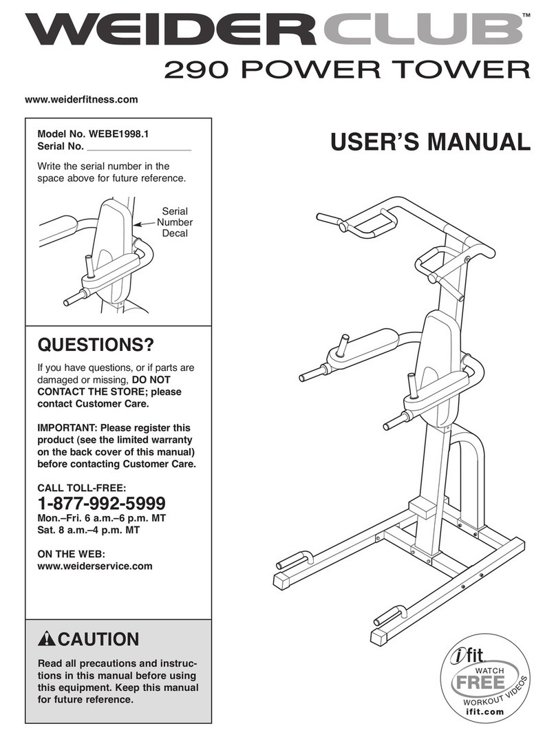 Weider Club 290 Power Tower Bench User manual