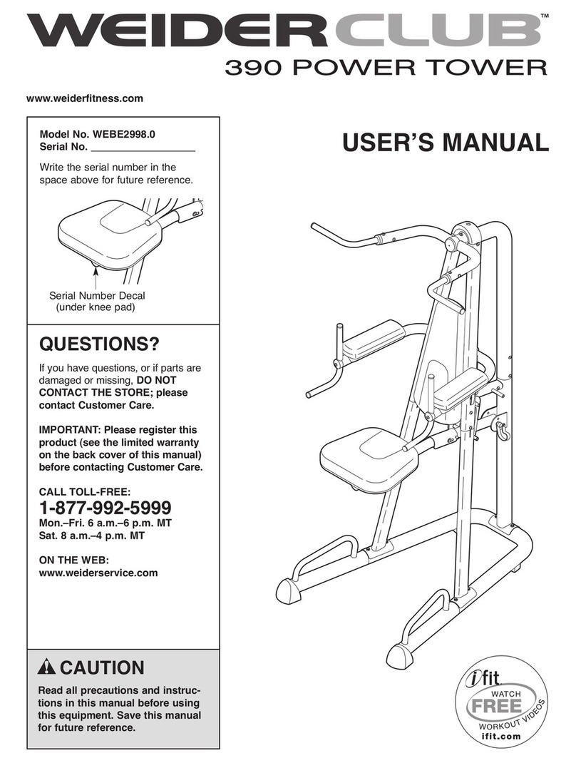 Weider Club 390 Power Tower Bench User manual