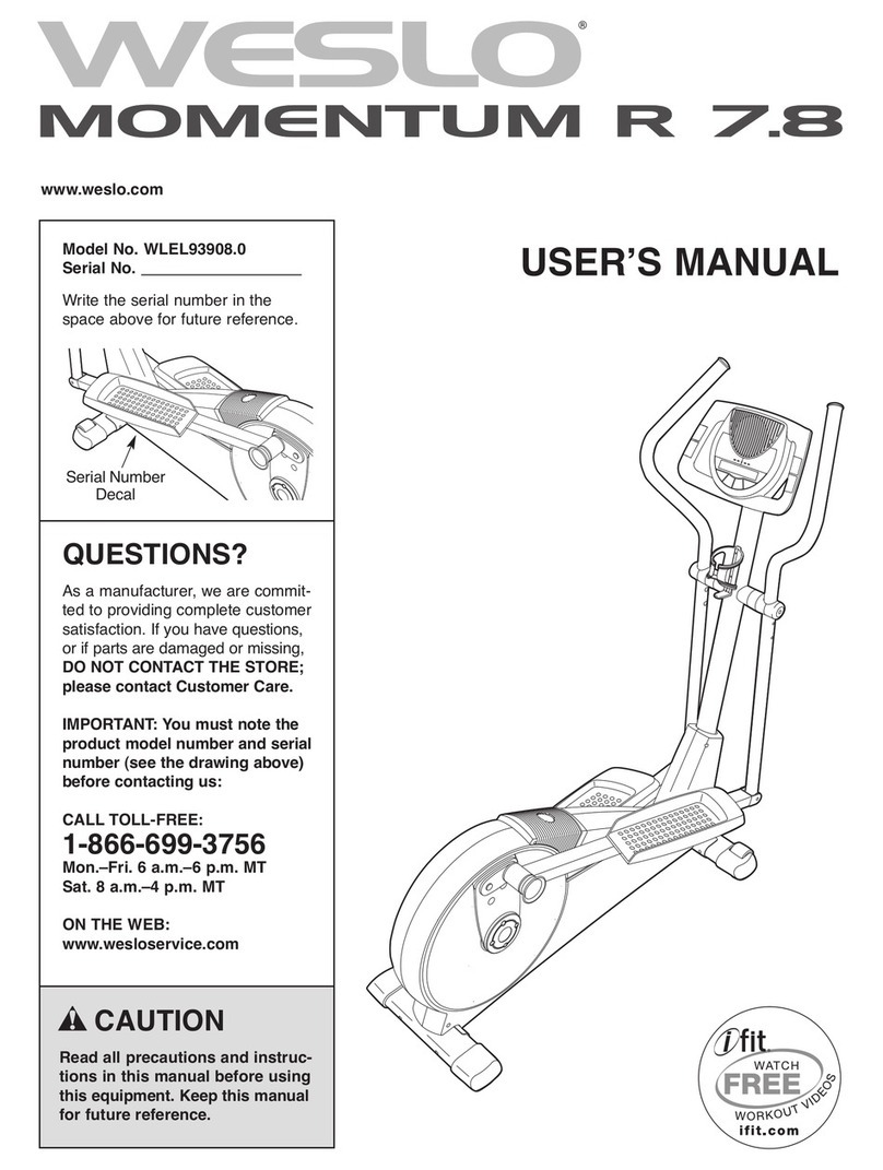 Weslo Momentum R 7.8 Elliptical User manual