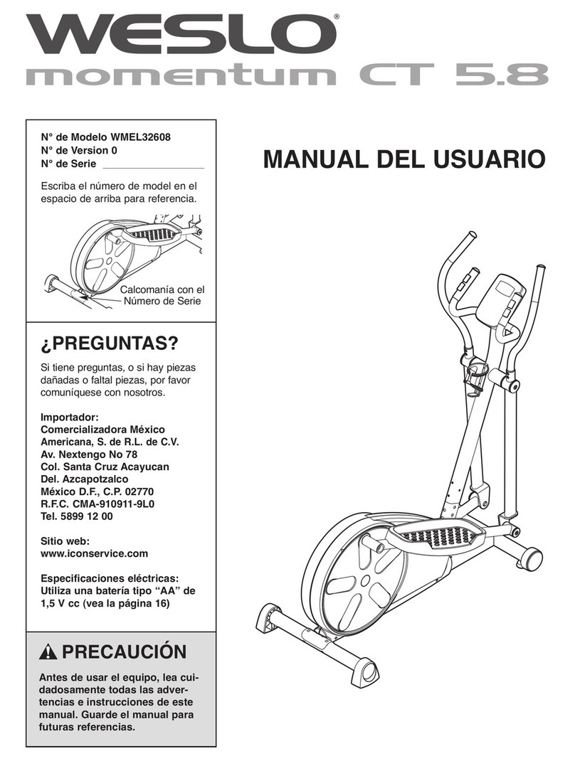 Weslo Momentum Ct5.8 Elliptical Manual Del Usuario