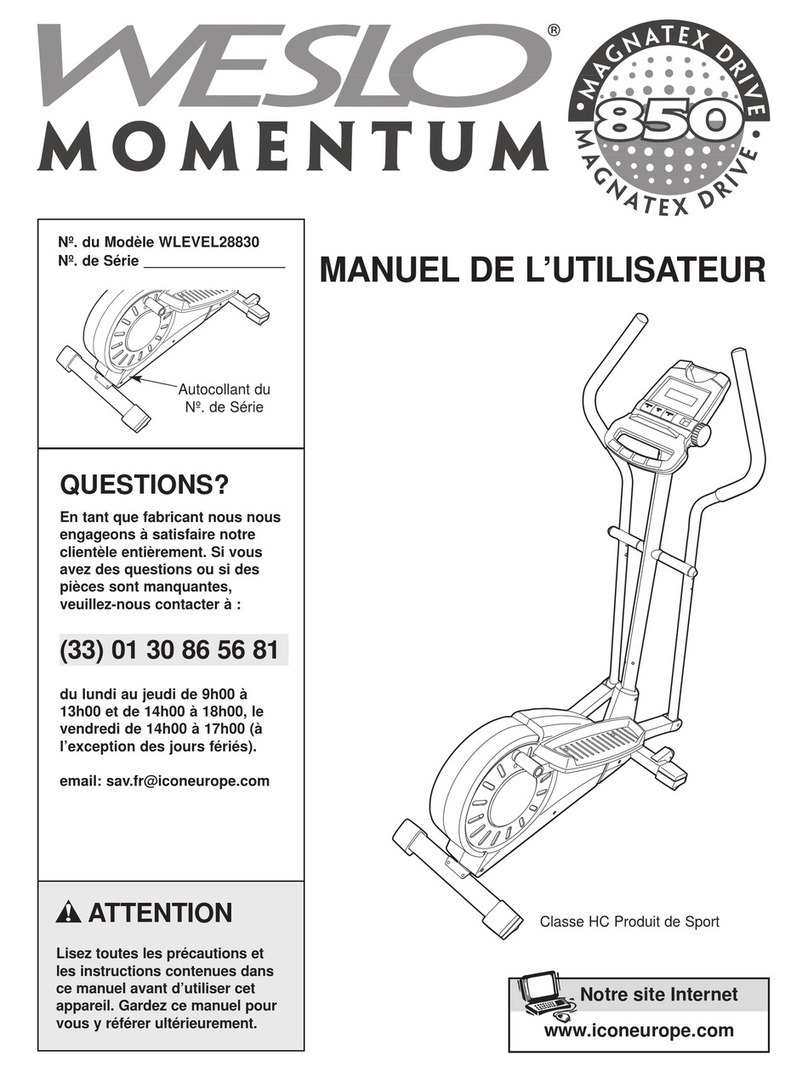 Weslo Momentum 850 Elliptical User manual