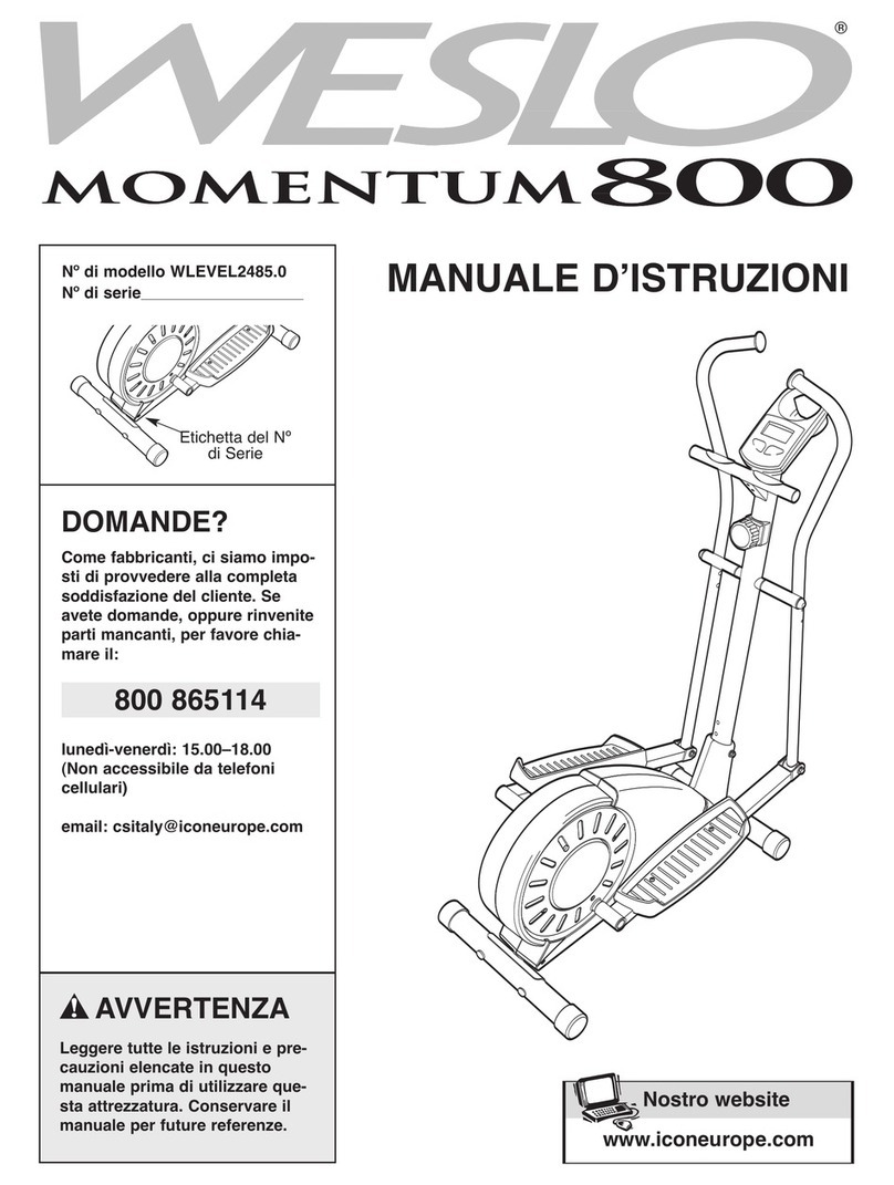 Weslo Momentum 800 Elliptical Manuale d'istruzioni