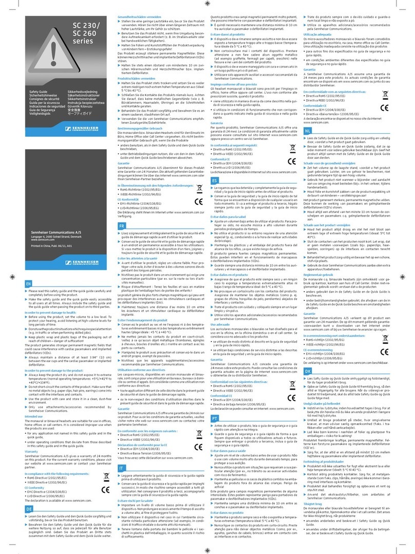Sennheiser SC 260 USB ML Safety guide