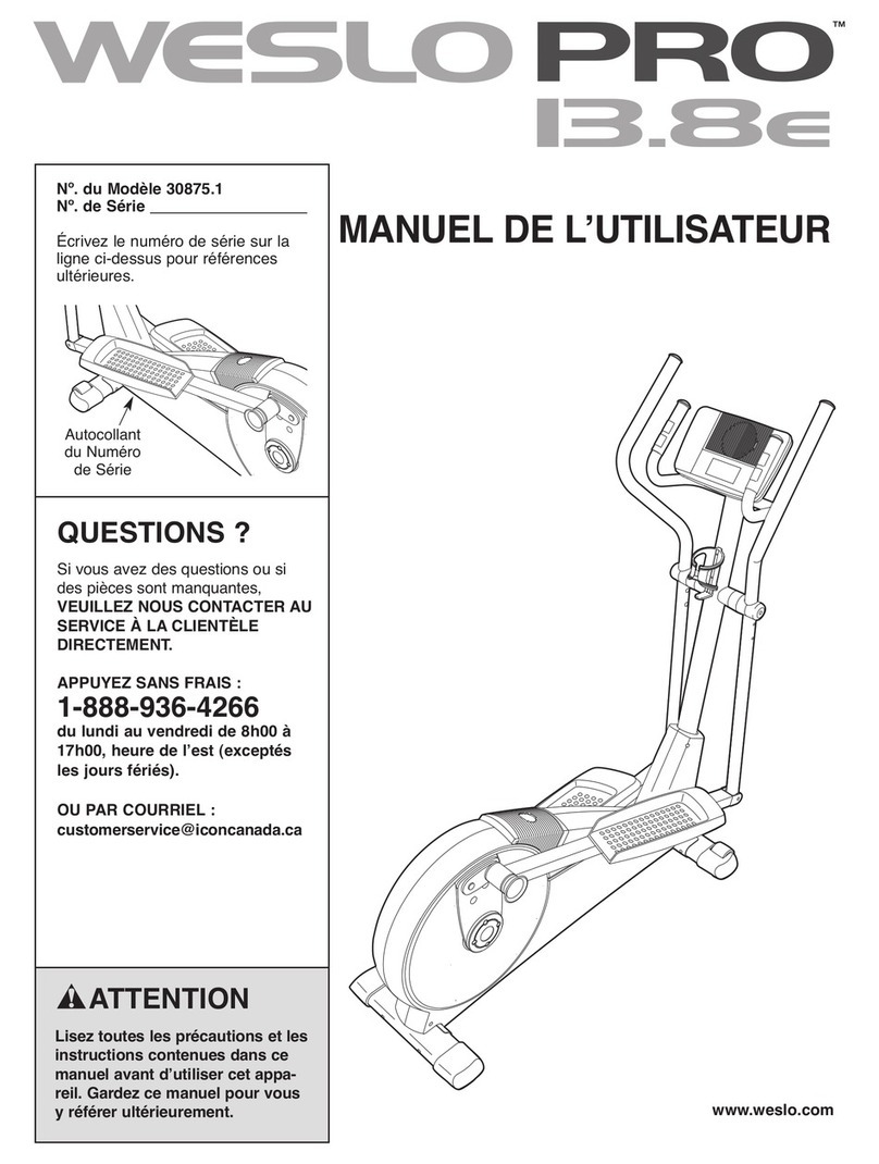 Weslo Pro 13.8e Elliptical Manuel de l'utilisateur