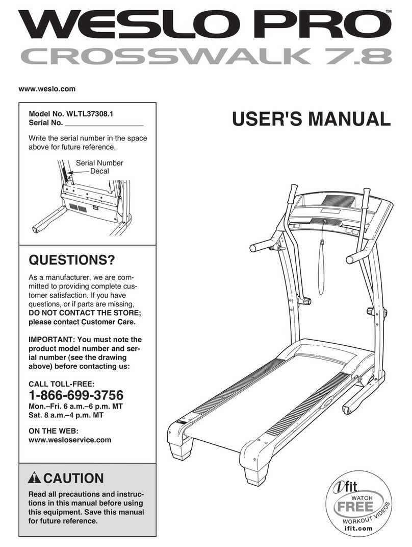 Weslo Pro Crosswalk 7.8 Treadmill manual
