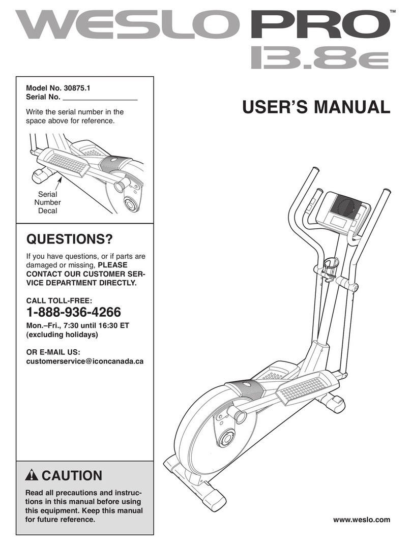 Weslo Pro 13.8e Elliptical manual