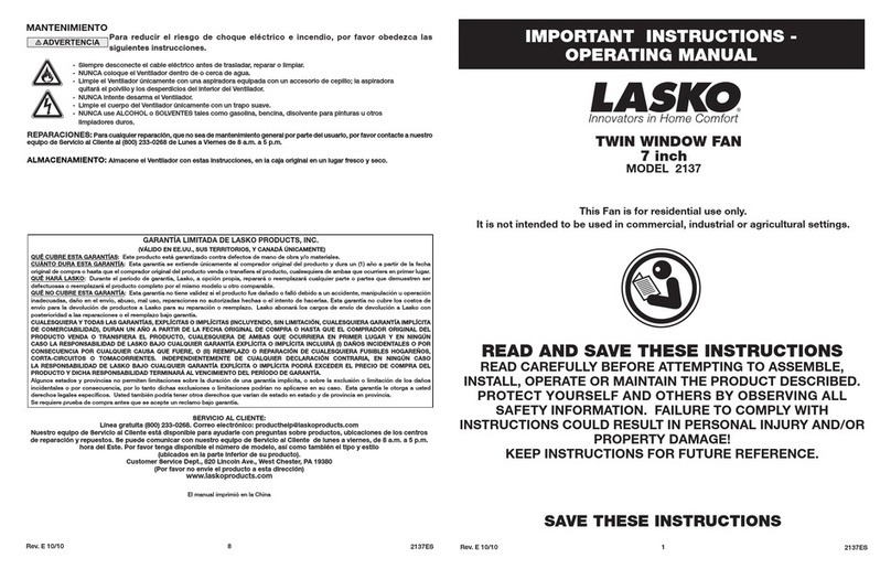 Lasko 2137 User manual