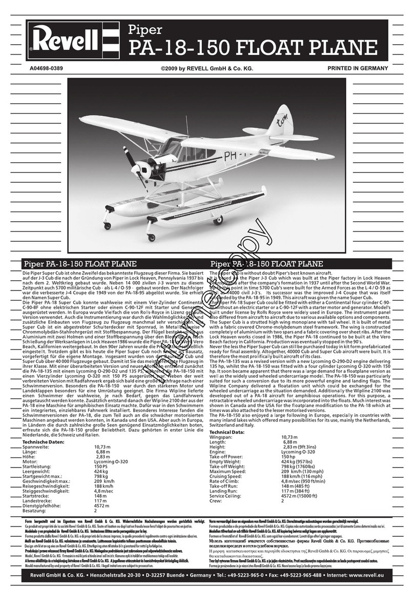REVELL Piper PA-18-150 Float Plane User manual