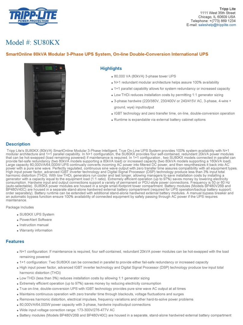 Tripp Lite SmartOnline SU80KX Specifications