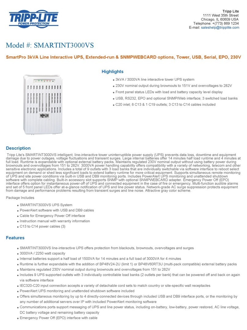 Tripp Lite SMARTINT3000VS User manual