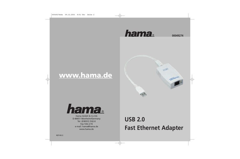 Hama USB 2.0 Fast Ethernet Adapter Operating	 instruction