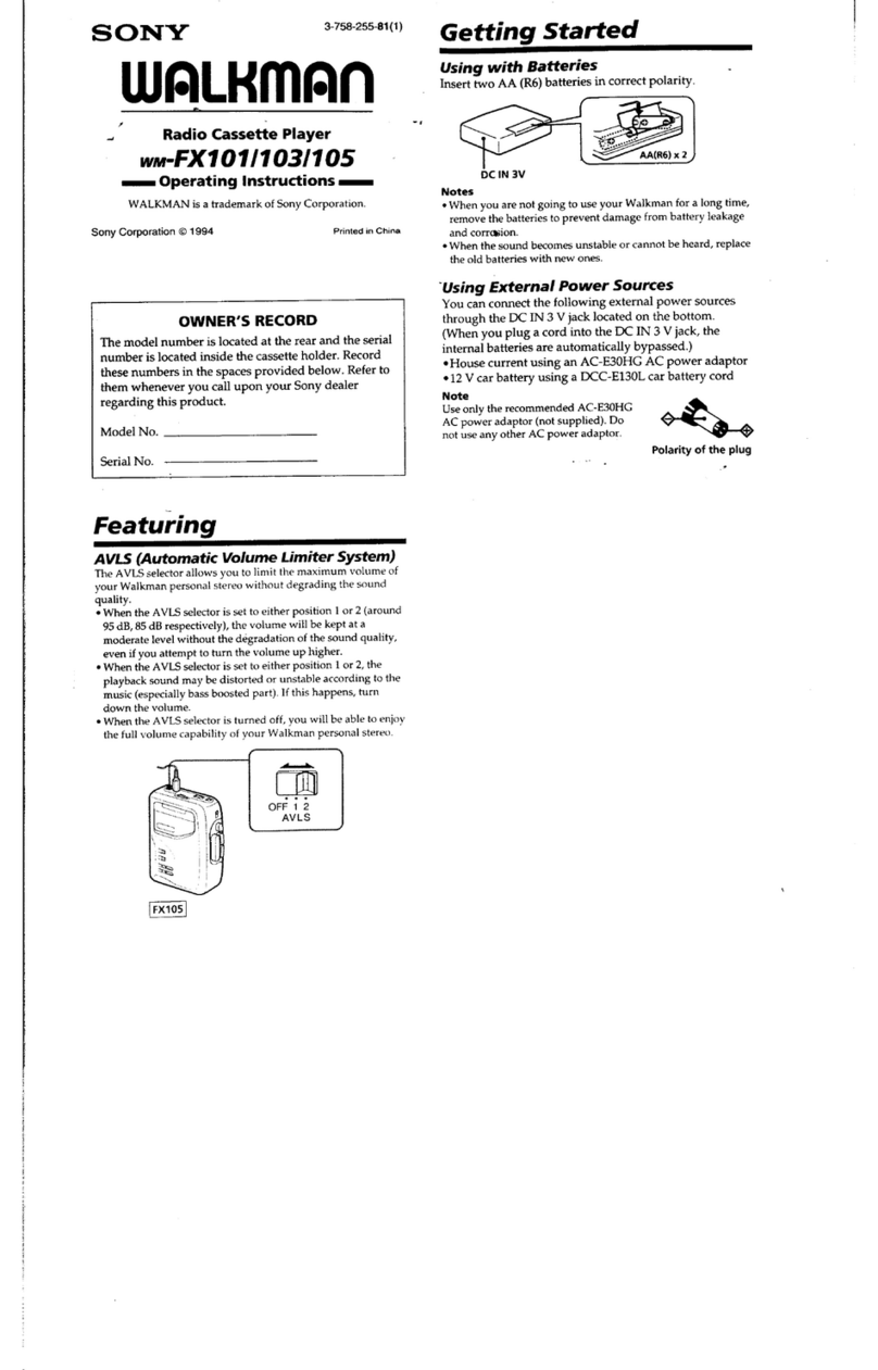 Sony Walkman wm-FX105 User manual