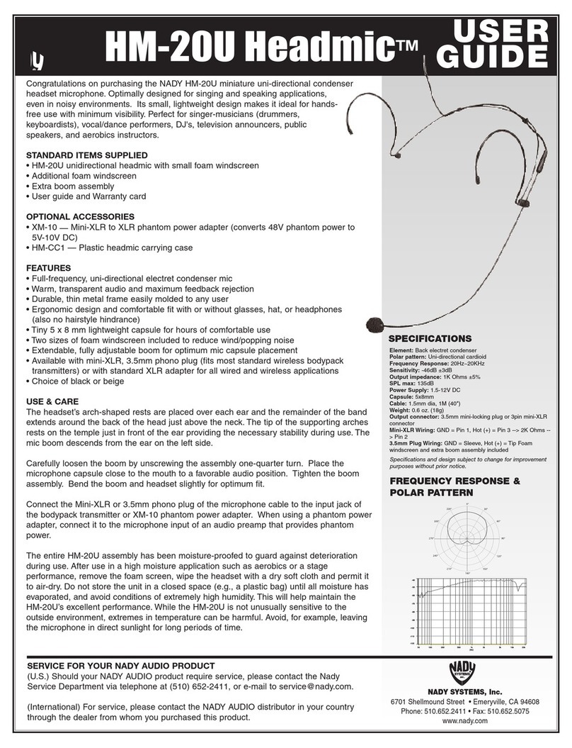 Nady Systems HM-20U Headmic User manual