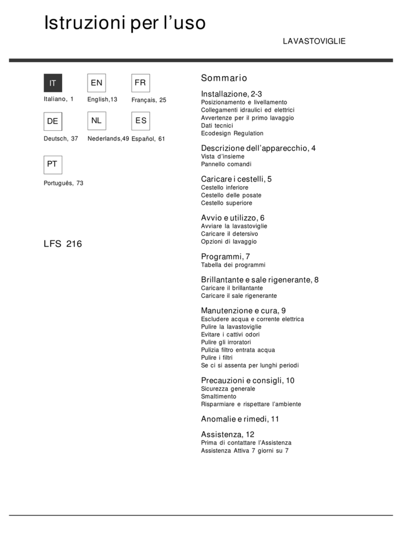 Hotpoint Ariston LFS 216 User manual