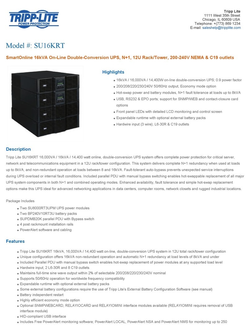 Tripp Lite SmartOnline SU16KRT specification