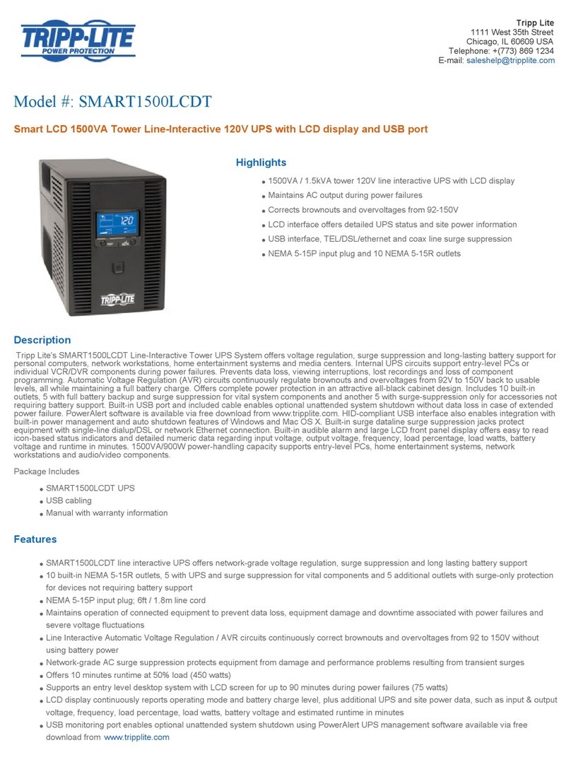 Tripp Lite SMART1500LCDT User manual