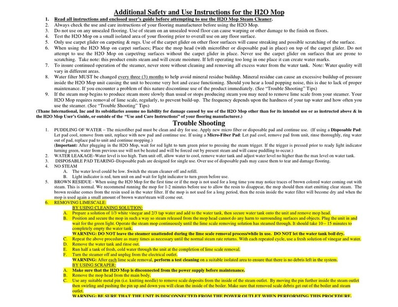 Thane Housewares H2O Mop user guide