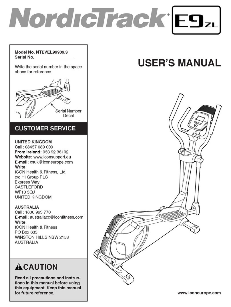 NordicTrack E9 Zl Elliptical user manual