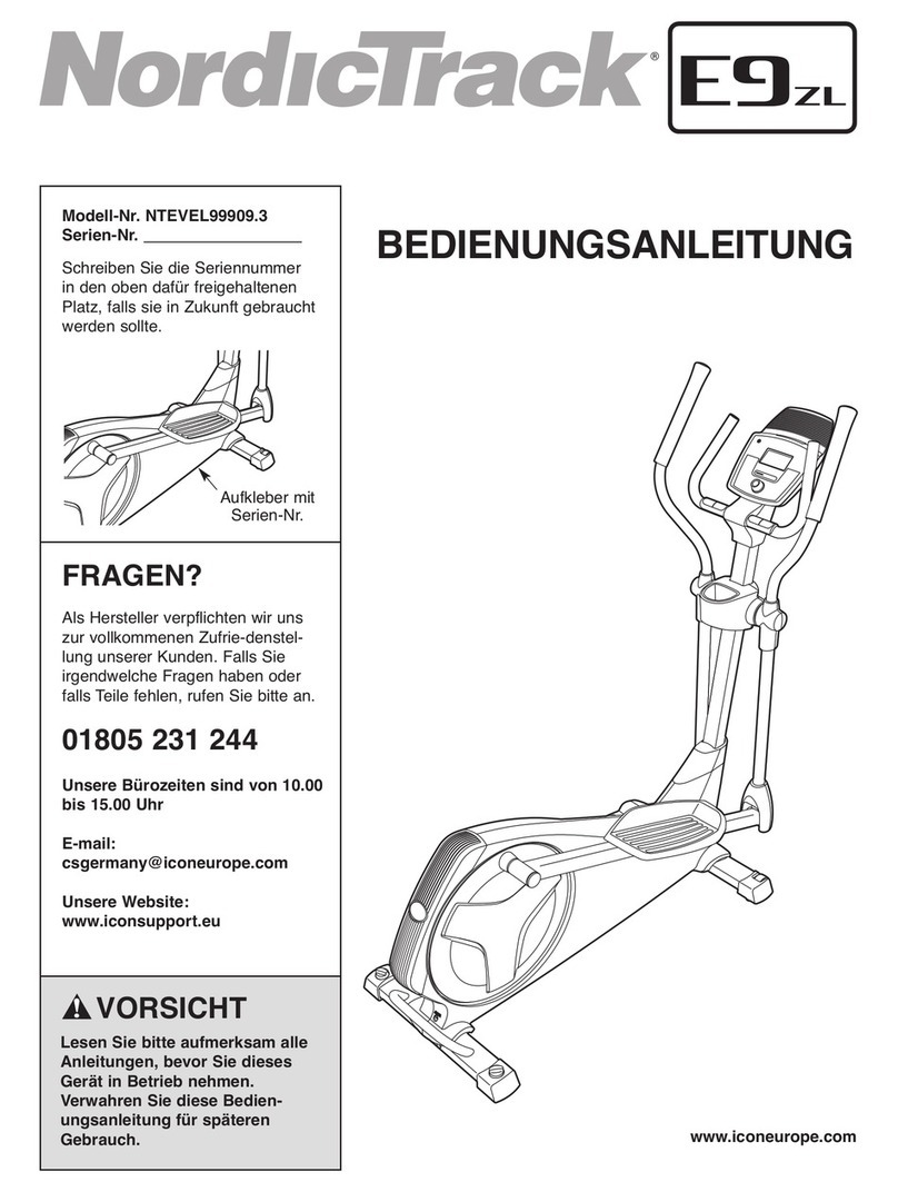 NordicTrack E9 Zl Elliptical Quick start guide NordicTrack E9 Zl Elliptical Quick start guide