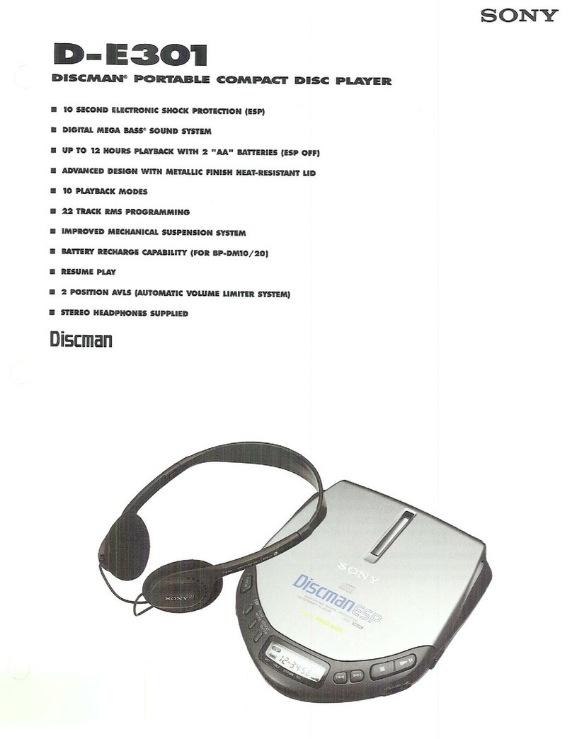 Sony Discman D-E301 Installation and operation manual