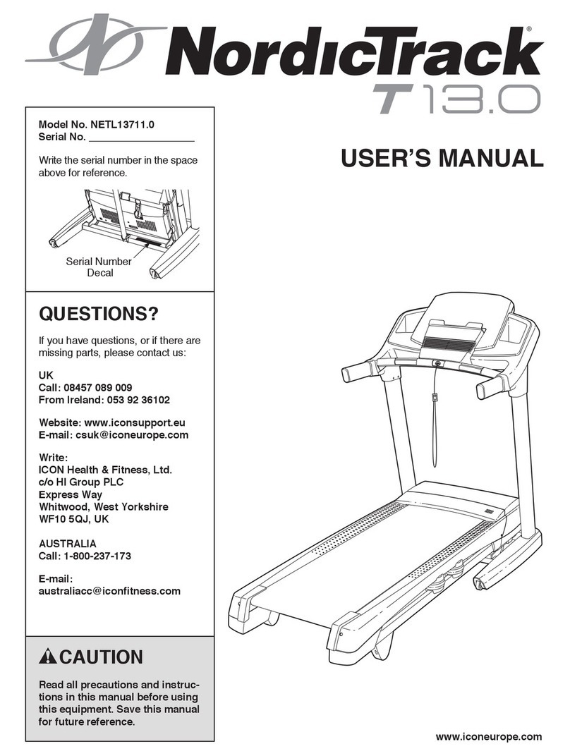 NordicTrack T 13.0 Treadmill User manual