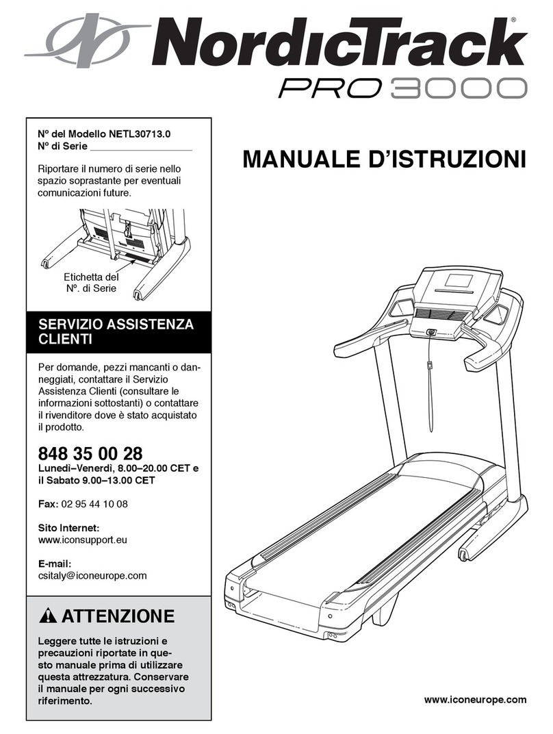 NordicTrack Pro 3000 Treadmill Operating and maintenance manual