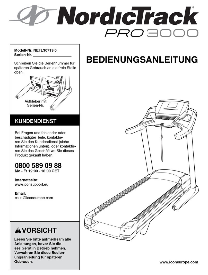 NordicTrack Pro 3000 Treadmill Quick start guide