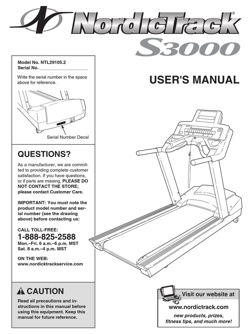 NordicTrack S3000 Treadmill User manual