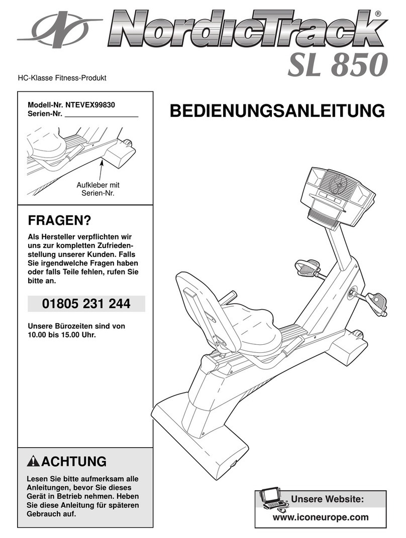 NordicTrack Sl850 Bike Bedienungsanleitung