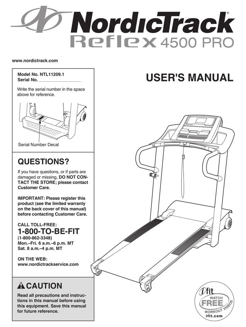 NordicTrack Reflex 4500 Pro Treadmill User manual