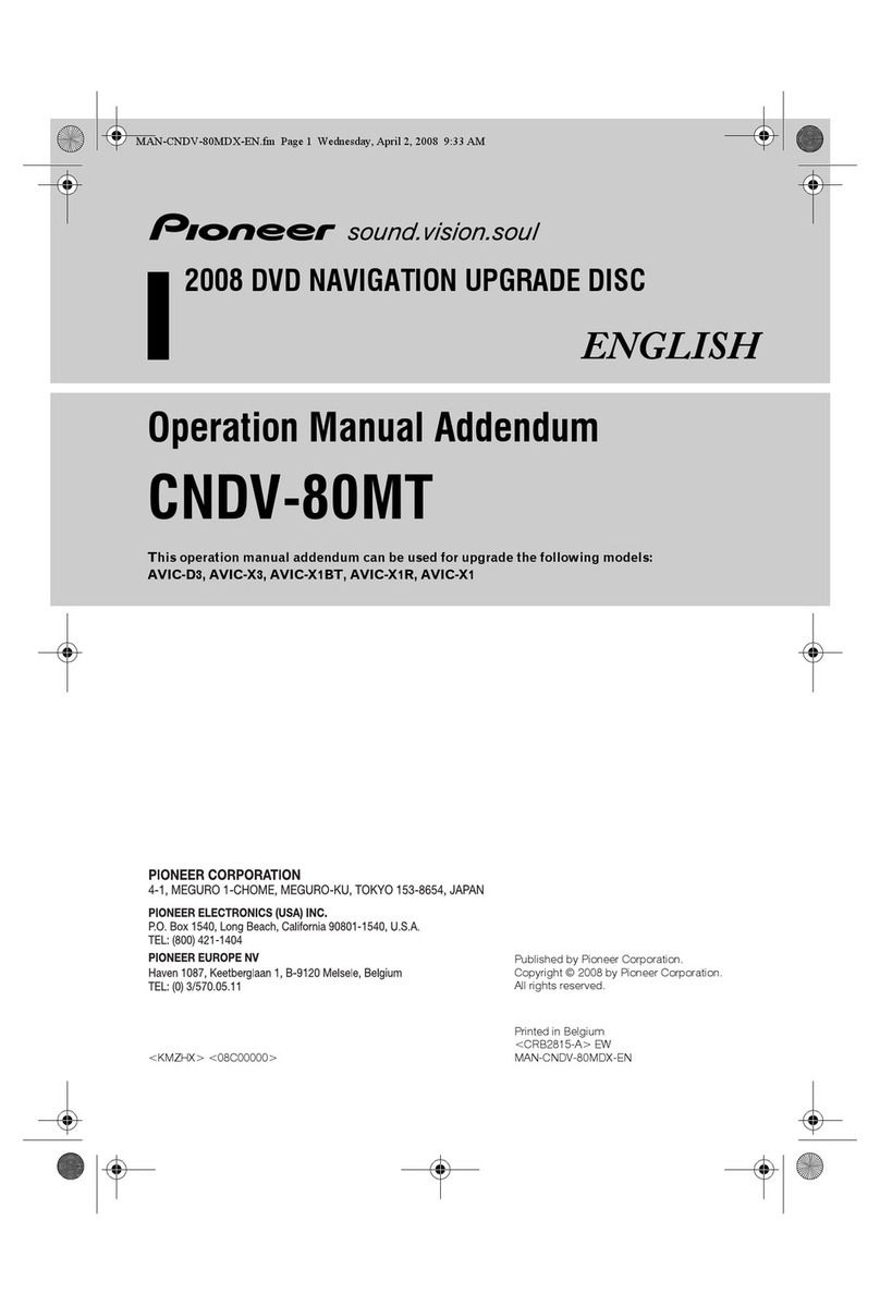 Pioneer CNDV-80MT Operation manual addendum