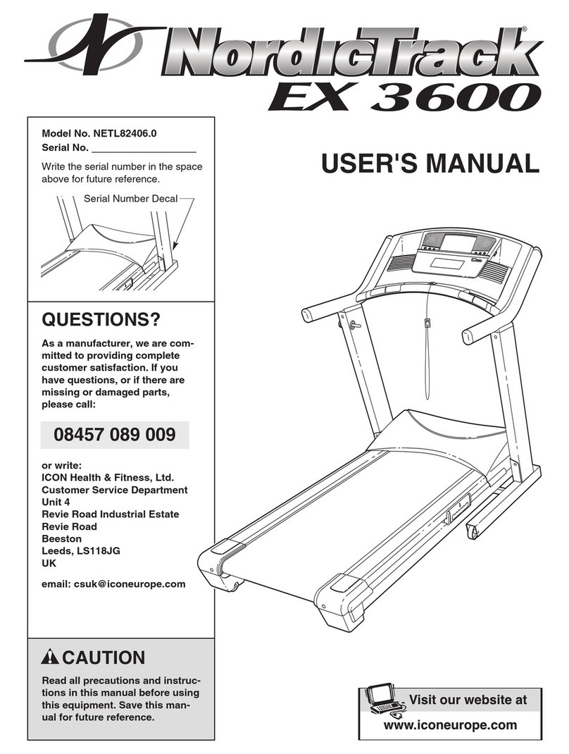 NordicTrack Ex3600 Treadmill user manual