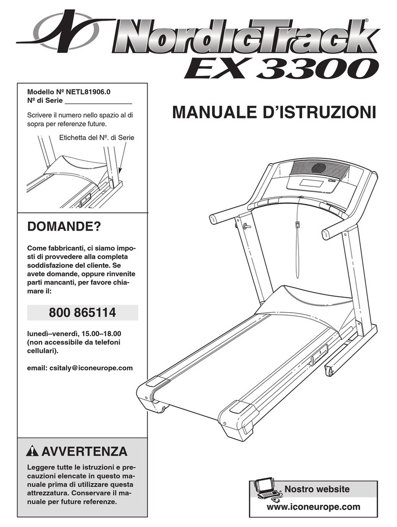NordicTrack Ex 3300 Treadmill Manuale d'istruzioni